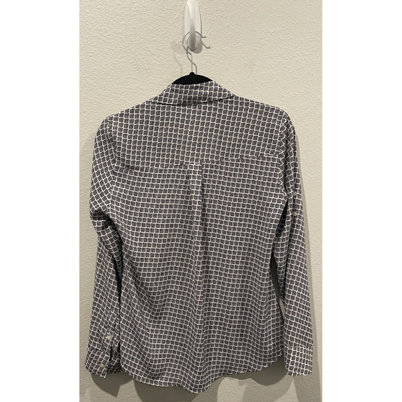 EXPRESS The Portofino Shirt Geometric Long Sleeve Blouse - Picture 3 of 4